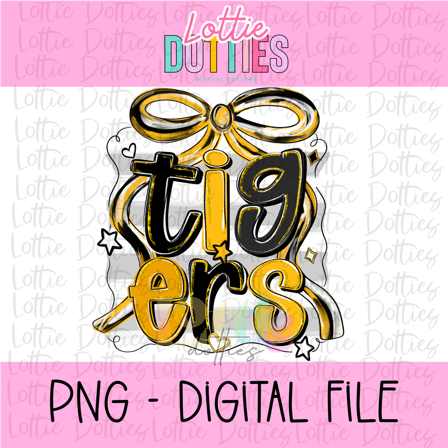 Tigers PNG | Black & Gold Tiger Spirit | Front and Back Design Included | Digital Download