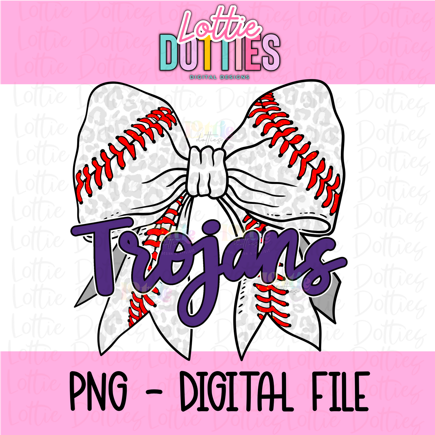 Trojans PNG - Trojans Baseball Purple bow design - Digital Download