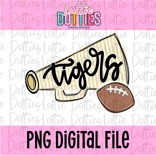 Tigers Megaphone Png | Tigers design | Digital Download | Black and Gold