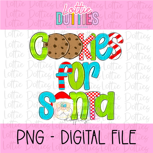 Cookies for Santa  - Multicolor Christmas Png - Christmas Sublimation Design- Digital Download