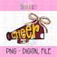 Cheer Megaphone PNG - Maroon & Gold Sublimation design - Digital Download