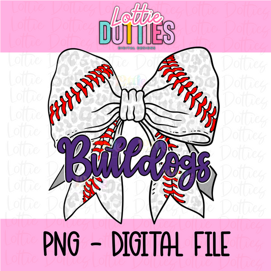 Bulldogs PNG - Bulldogs baseball bow Purple design - Digital Download