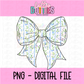 Blue and White Bow PNG - Blue and White Floral Bow Sublimation - Digital Download