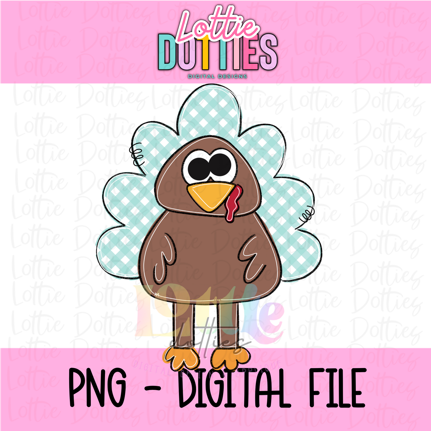 Turkey Png - Turkey Gingham - Thanksgiving Sublimation Design- Digital Download