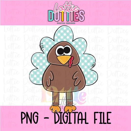 Turkey Png - Turkey Gingham - Thanksgiving Sublimation Design- Digital Download