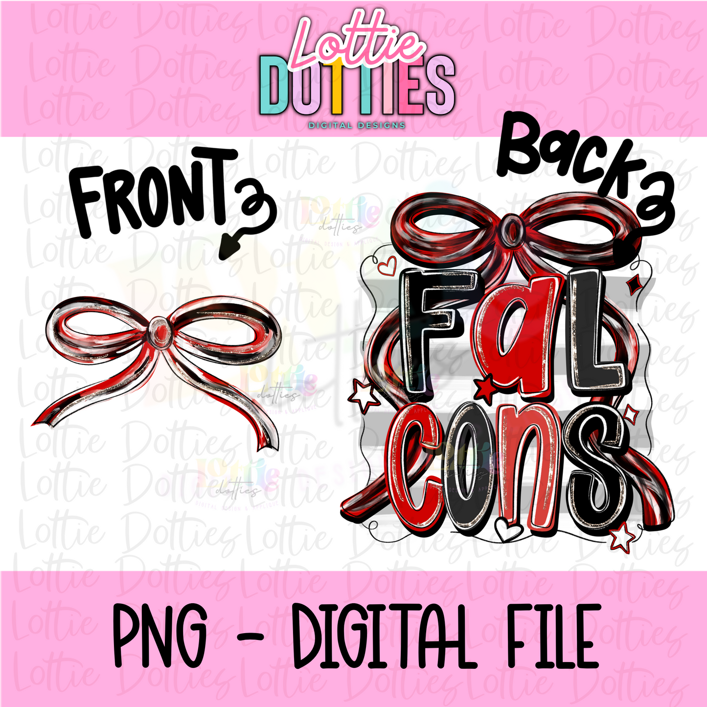 Falcons PNG | Red and Black bow design | Digital Download |