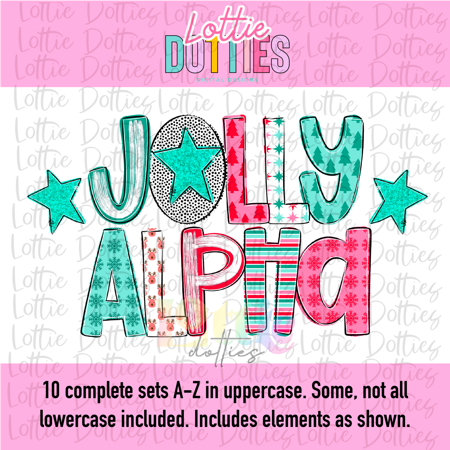 Jolly Christmas Poppy Alpha - Holly Jolly Christmas Alpha - Alphabet - Alpha Pack - Alphabet Clipart - Instant Download  - Alpha Pack