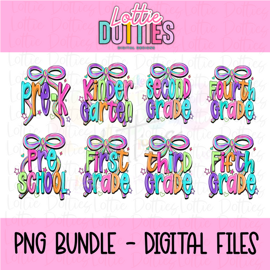 School Bow Bundle PNG - Back To School - Sublimation - Digital Download