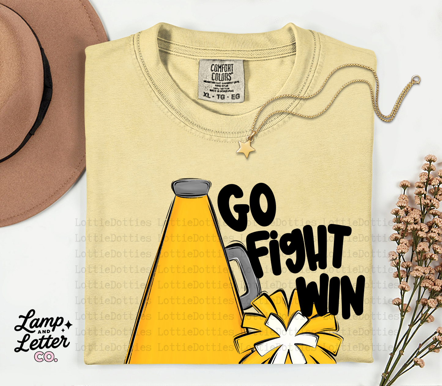 Go Fight Win PNG - School Spirit design -Gold -  Digital Download