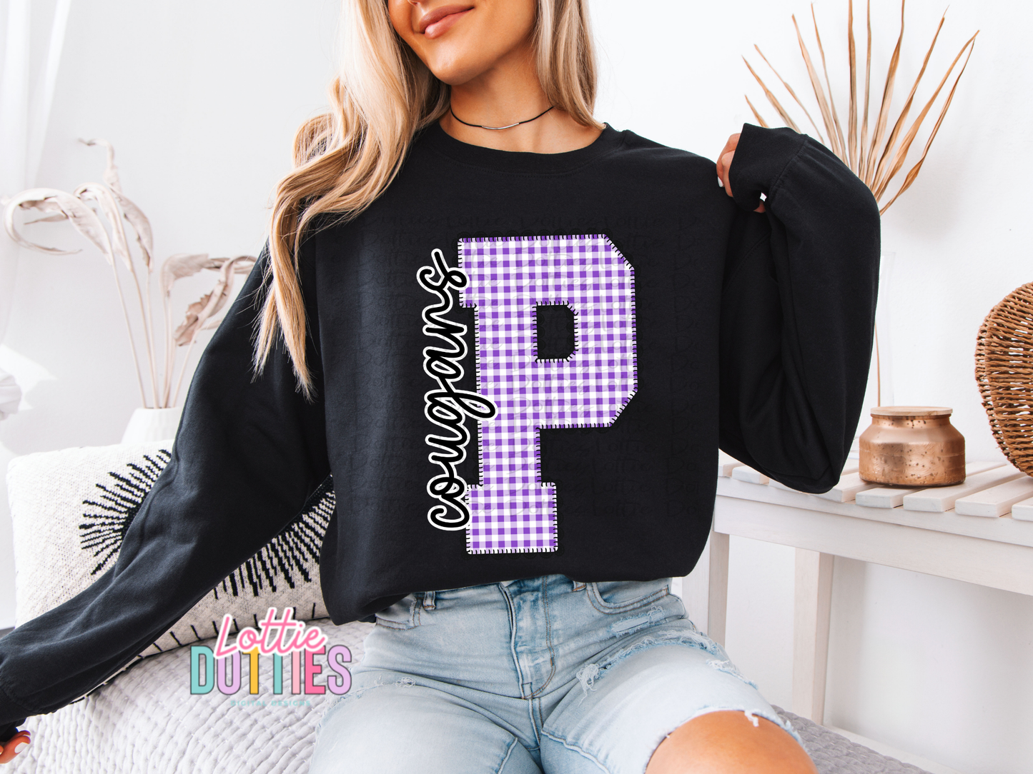 Purple and Black Gingham Lace Spirit Alphabet | Spirit Alpha Pack | Digital Download | PNG