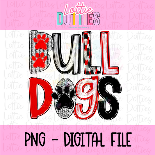 Bulldogs Red & Black PNG - Bulldogs sublimation design - Digital Download