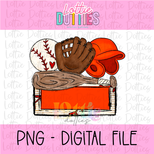 Baseball Name Plate - Orange - PNG - Design Sublimation - Digital Download