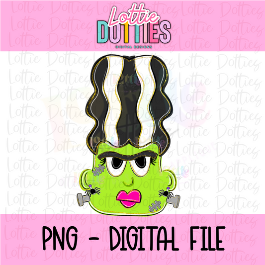 Mrs. Frank Png - Frankenstein Png - Halloween Sublimation Design - Kids Halloween Design - Digital Download