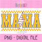 Mama Baseball lightning bolt - Gold - PNG - Design Sublimation - Digital Download