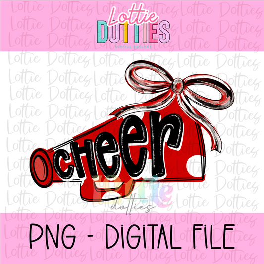 Cheer Megaphone PNG - Red & Black Sublimation design - Digital Download