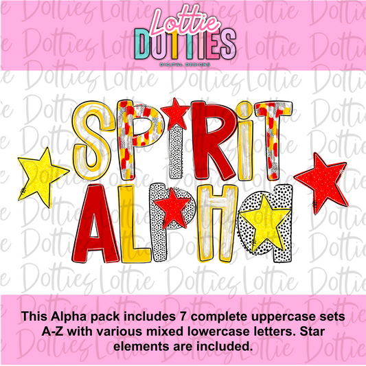Red and Yellow Spirit Alpha | Red & Yellow | Hand Lettered Alphabet | Alpha Pack | Alphabet Clipart | Instant Download
