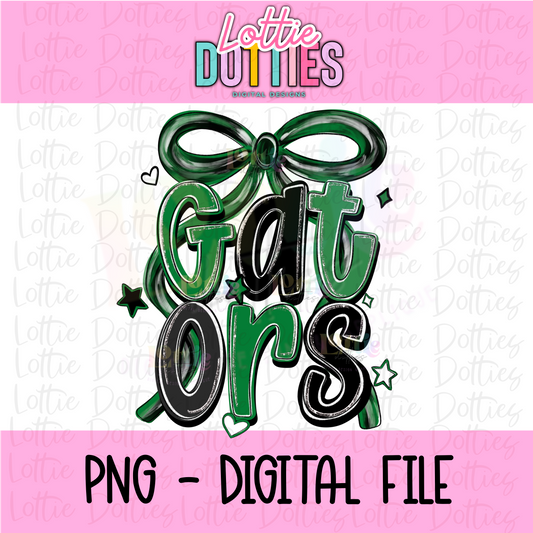 Gators PNG - Green and Black Bow Design Sublimation design -   Digital Download