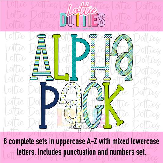 Green Boy Alpha - Blue & Green Alpha Pack - Alphabet Clipart - Instant Download  - Alpha Pack