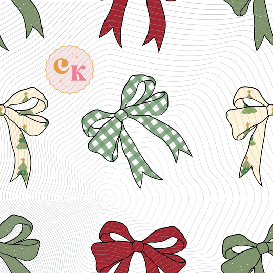 Christmas Bow Seamless | Christmas Bow Digital Paper Design | Christmas & Holiday | Digital Download | PNG