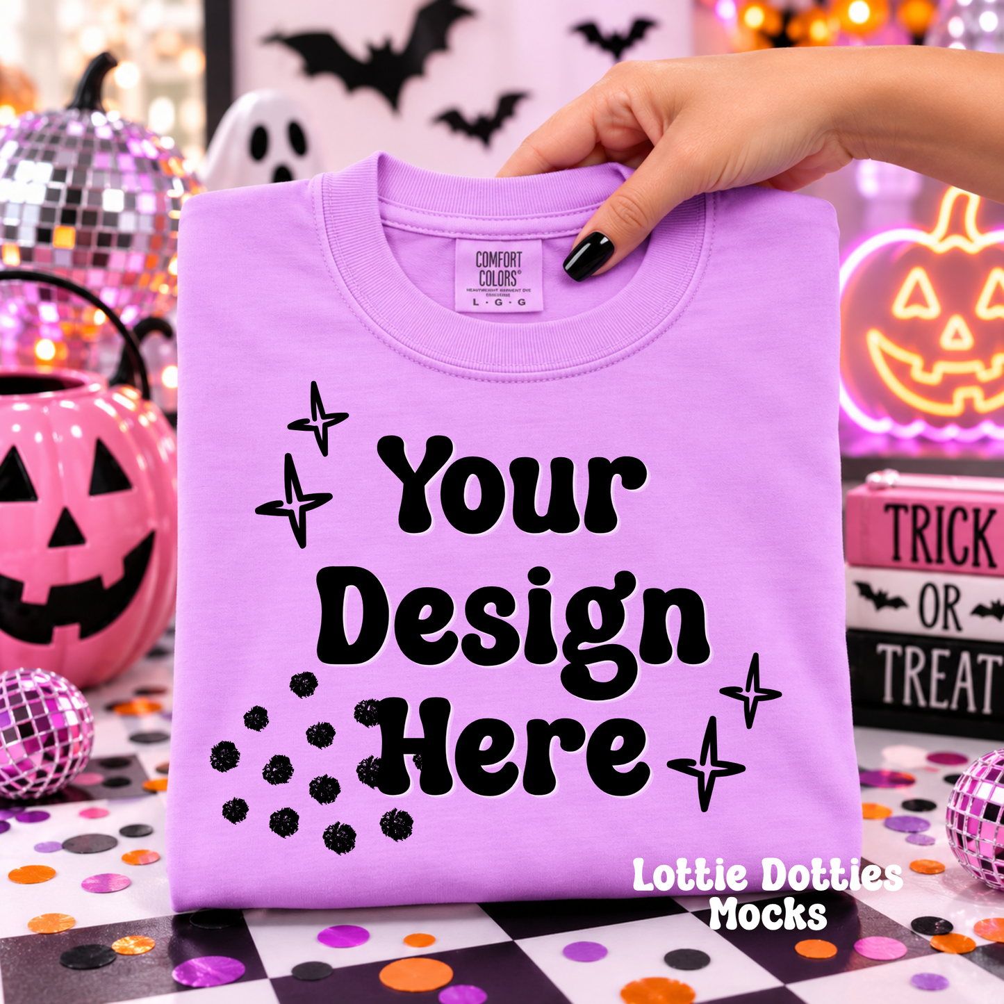 Halloween Comfort Color 1717 Neon Violet Shirt Mock Up