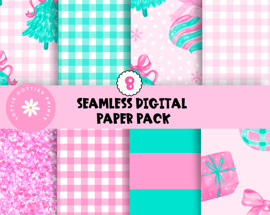 Christmas Pink Digital Paper | PNG Digital Paper | Digital Download
