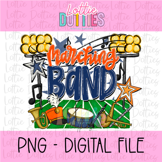 Marching Band PNG - Orange and Navy Marching Band design - Digital Download