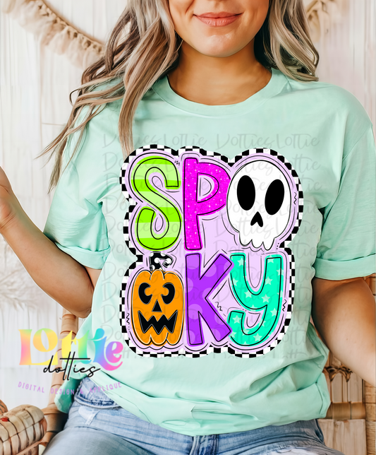 Spooky Pink & Checkered PNG - Halloween sublimation design - Digital Download