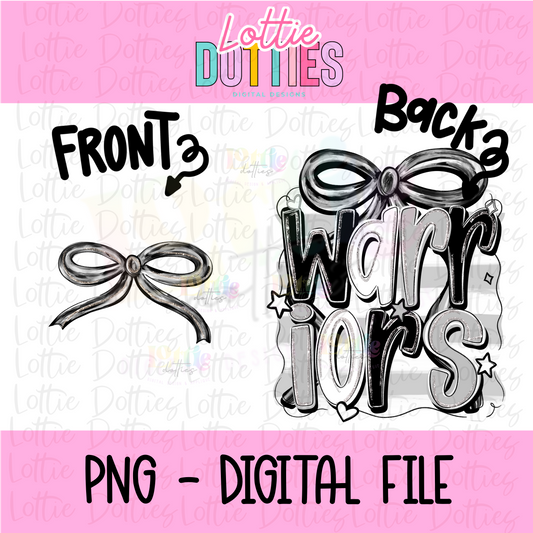 Warriors PNG - Black and Gray Warriors bow design - Digital Download