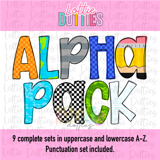 Boy School Alpha - Boys Back to School Alphabet - Alpha Pack - Alphabet Clipart - Instant Download  - Alpha Pac