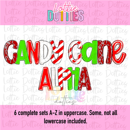 Candy Cane Alpha - Christmas Poppy Alpha - Alphabet Clipart - Instant Download