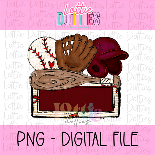 Baseball Name Plate - Maroon - PNG - Design Sublimation - Digital Download