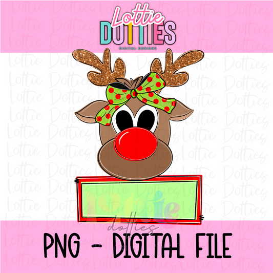 Reindeer Girl Name Patch Png - Christmas Name Patch Design - name plate design - Digital Download