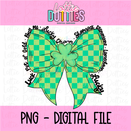 St. Patrick’s Checkered Bow - St. Patrick’s Day Checkered Bow PNG - Bow Design Sublimation - Digital Download