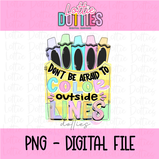 Color Outside the Lines PNG - Pastel Coloring Box - Sublimation - Digital Download