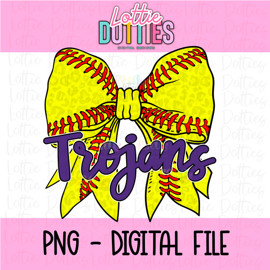 Trojans PNG - Trojans Softball bow Purple design - Digital Download