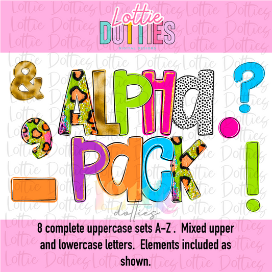 Neon Leopard Sequin Alpha Pack -  Neon Leopard Alpha Pack - Alphabet Clipart - Instant Download