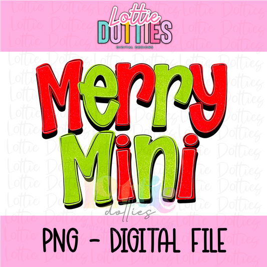 Merry Mini Png - Christmas Sublimation Design- Digital Download