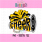 Cheer Megaphone PNG - Gold & Black Sublimation - Digital Design