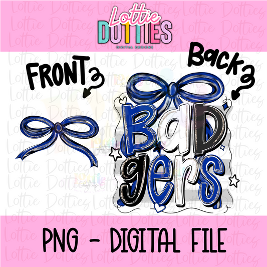 Badgers PNG - Badgers bow design - Digital Download - Royal and Black
