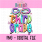 Third Grade Bow PNG - Back To School - Sublimation - Digital Download