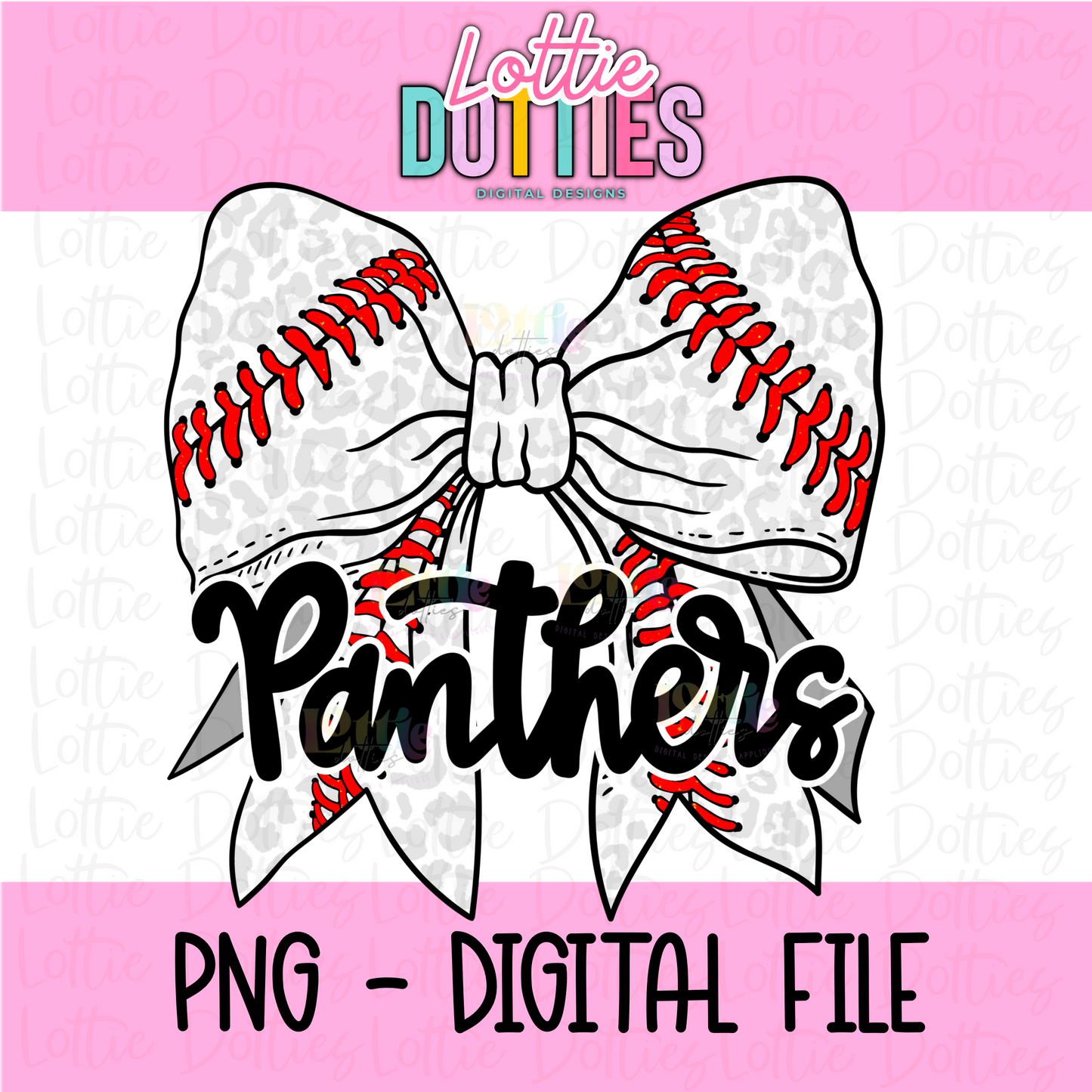 Panthers PNG - Panthers Baseball bow Black design - Digital Download