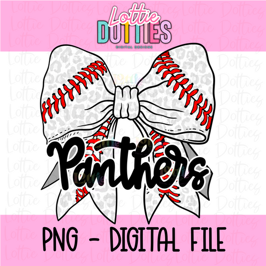Panthers PNG - Panthers Baseball bow Black design - Digital Download