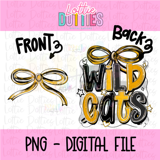 Wildcats PNG - Black and Gold Wildcats bow design - Digital Download
