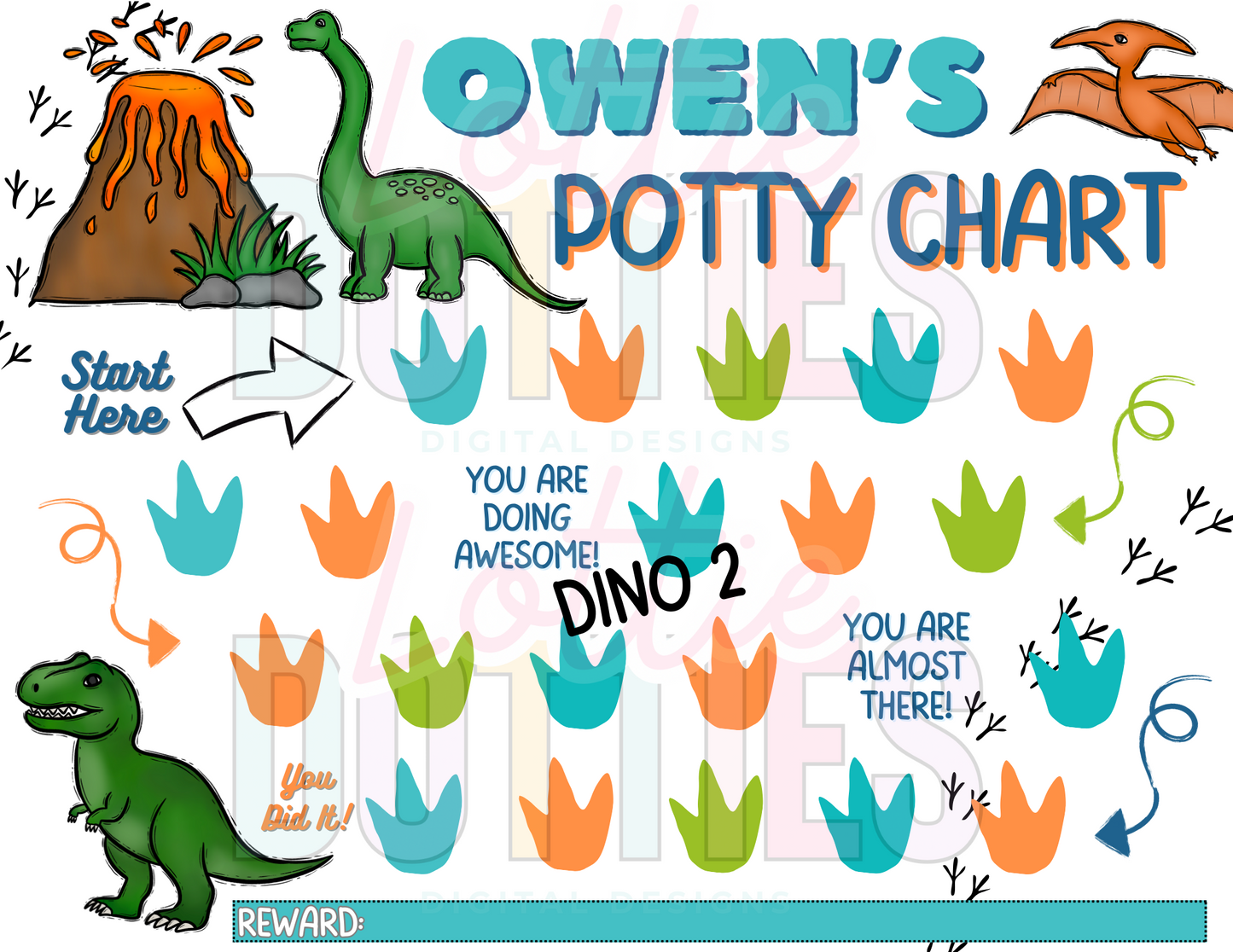 Dino Potty Chart Template - Dino 2