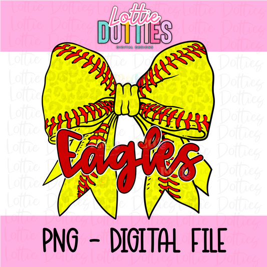 Eagles PNG - Eagles Softball bow Red design - Digital Download