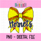 Hornets PNG - Hornets Softball bow Navy and Gold design - Digital Download