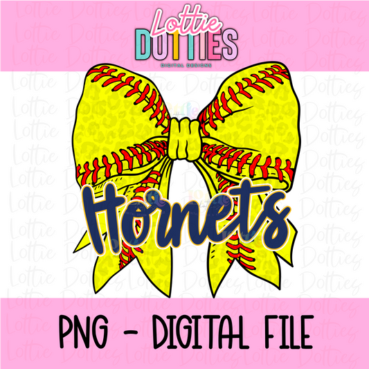 Hornets PNG - Hornets Softball bow Navy and Gold design - Digital Download
