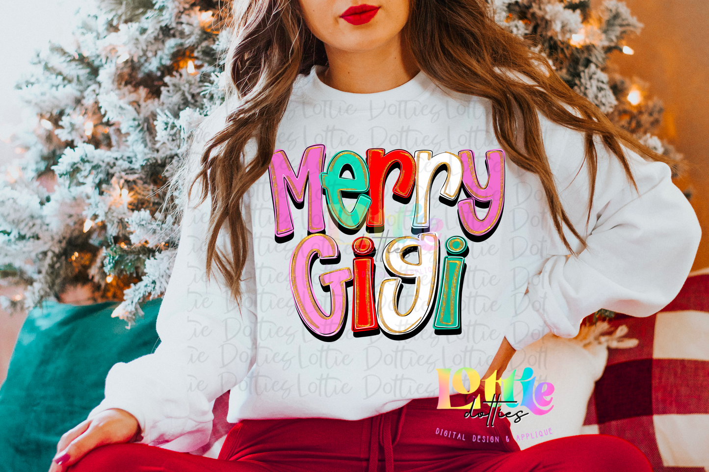 Merry Gigi Whimsical Png - Christmas Sublimation Design- Digital Download