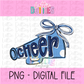 Cheer Megaphone PNG - Navy & Columbia Blue Sublimation design - Digital Download
