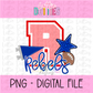 Rebels PNG- Red & Blue Rebels Seersucker - Alphabet Clipart - Instant Download